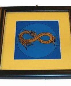 Tablou pictat manual, pe sticla cu Dragonul Cerului - bleu