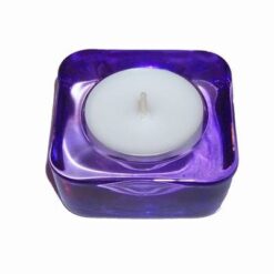 Suport din sticla pentru lumanare tip pastila - mov