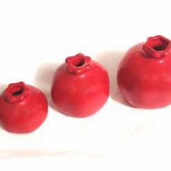 Set de 3 vaze rosii din ceramica, in forma de rodie