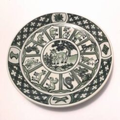 Farfurie decorativa din portelan cu 12 zodii pentru Oaie