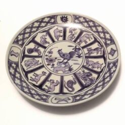 Farfurie decorativa din portelan cu 12 zodii pentru Cocos