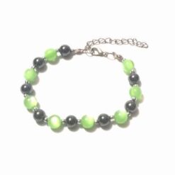 Bratara cu hematit si ochi de pisica - elementul Lemn