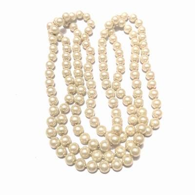 Colier cu perle industriale, albe - lung