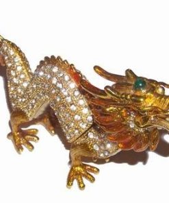 Dragonul cu cinci gheara si cristale, auriu