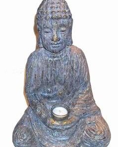 Buddha al medicinei si meditatie, auriu-argintiu, din rasina