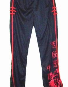 Pantaloni elastici negre cu ideograme rosii