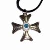 Cruce greceasca cu Ochiul lui Horus pe siret negru